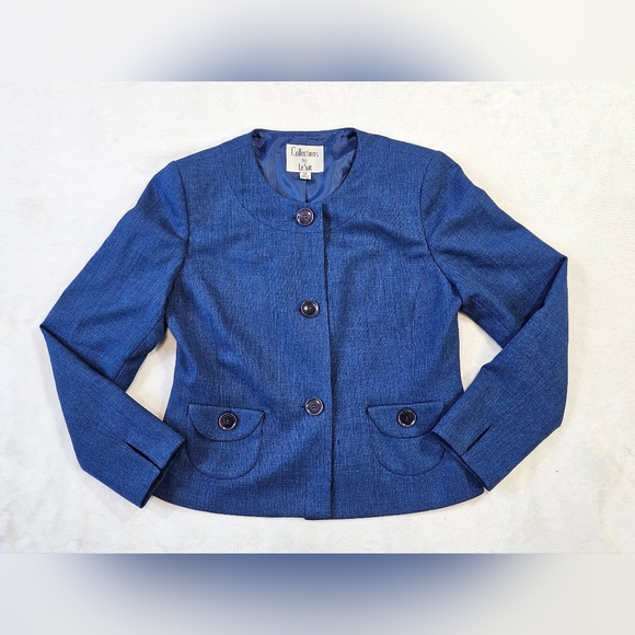 Vintage Collections For Le Suit Womens 6P 3 Button Blue Blazer - Picture 1 of 9